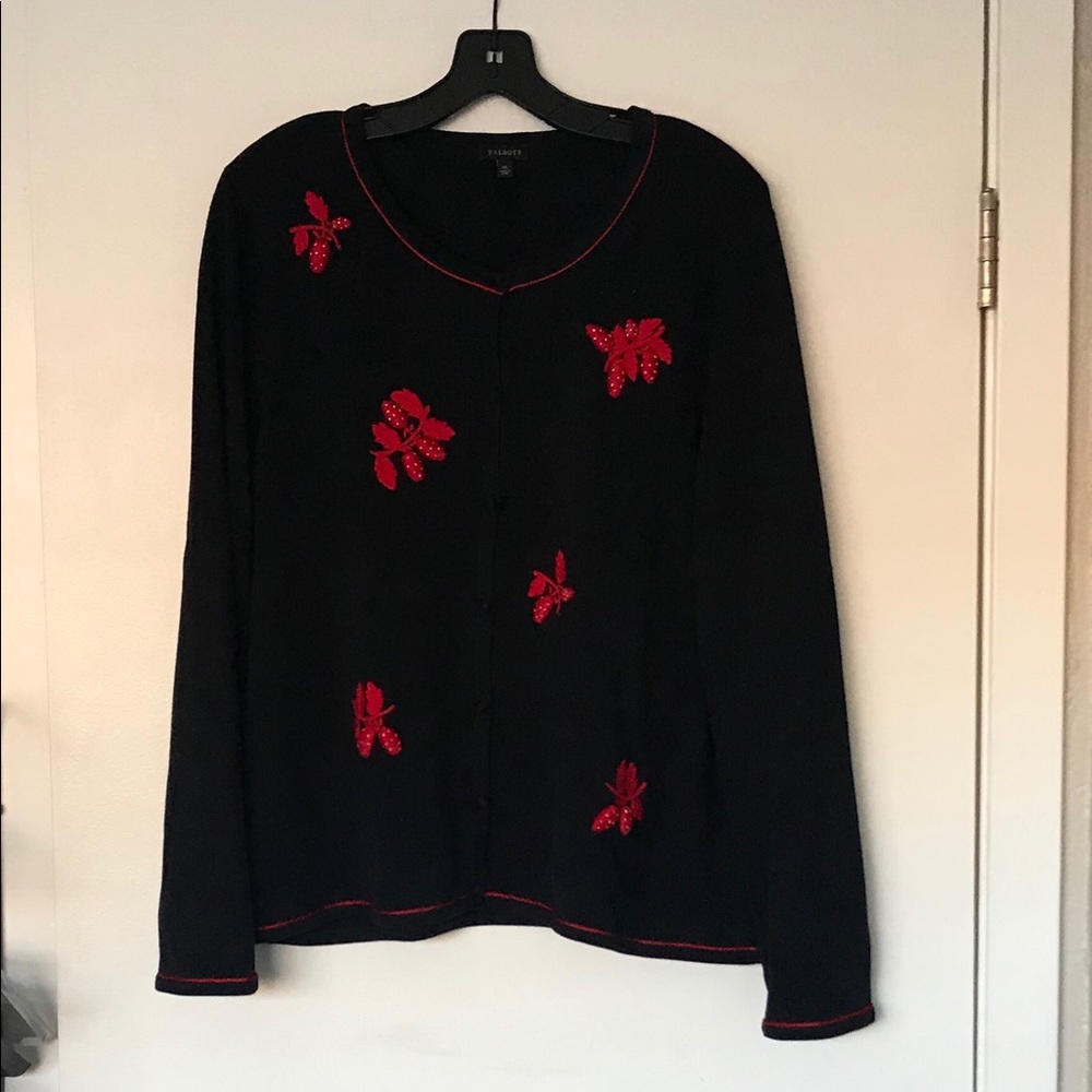 Talbots Navy Strawberry Detailed Cardigan XL